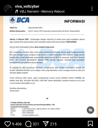 VIRAL Bjorka Bilang Data Nasabah BCA Bocor, Tim Gabut Langsung Bantah