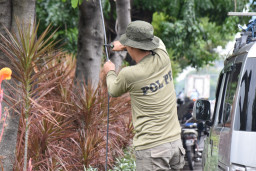 Satpol PP Surabaya Tertibkan 18 Tiang Kabel Fiber Optik Tak Berizin di Jalan Panjang Jiwo