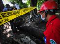 FOTO: Olah TKP Pasca Kebakaran di Area SPBU Margomulyo