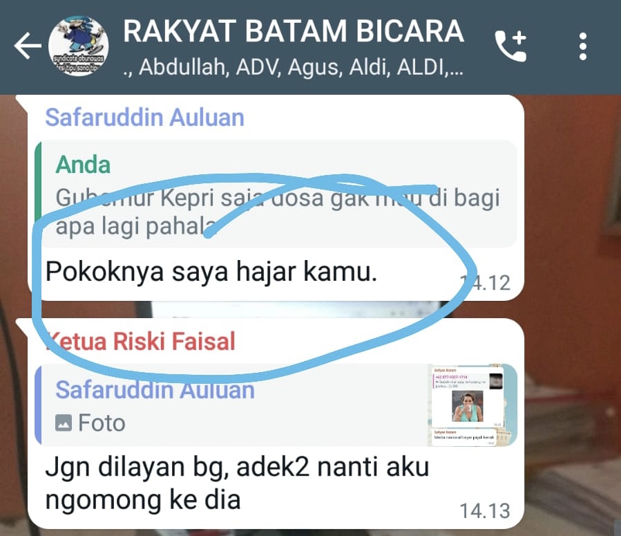 Oknum Stafsus Gubernur Kepri Diduga Intervensi Ketua PW SEMMI Kepri Terkait Pemberitaan DJPL Dan Jambrek
