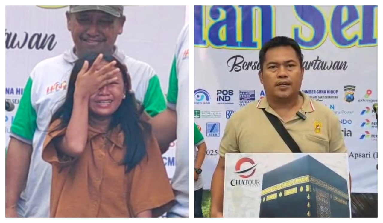 Bikin Terharu, Sersan Munir Persembahkan Hadiah Umrah Jalan Sehat PWI Jatim untuk Ibunda