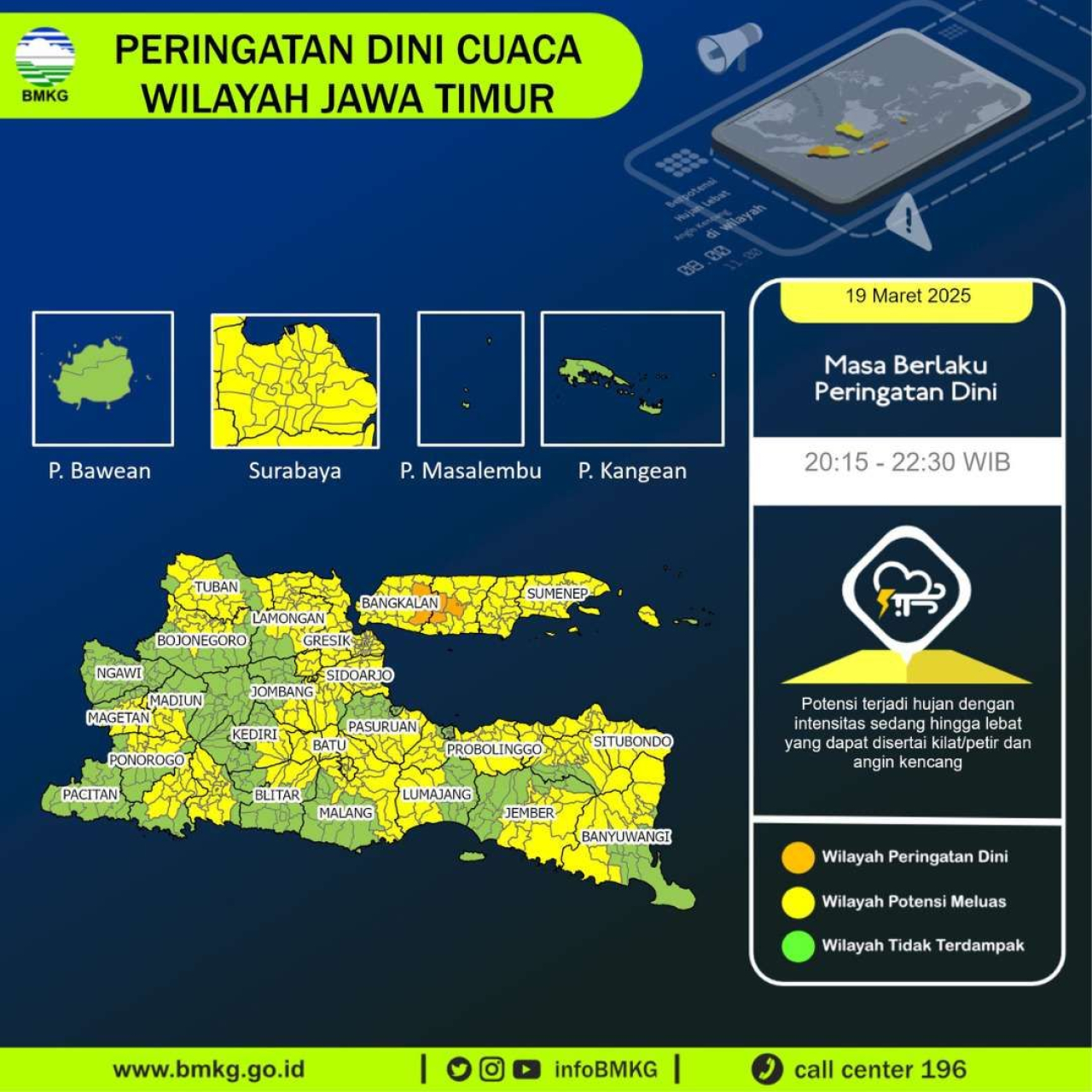 Prediksi Cuaca BMKG: Hujan Petir Berpotensi Terjadi di Jawa Timur