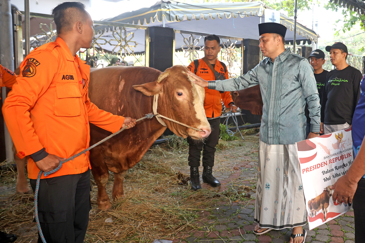 Sapi Kurban Bantuan Presiden Prabowo Disembelih di Masjid Al-Muhajirin
