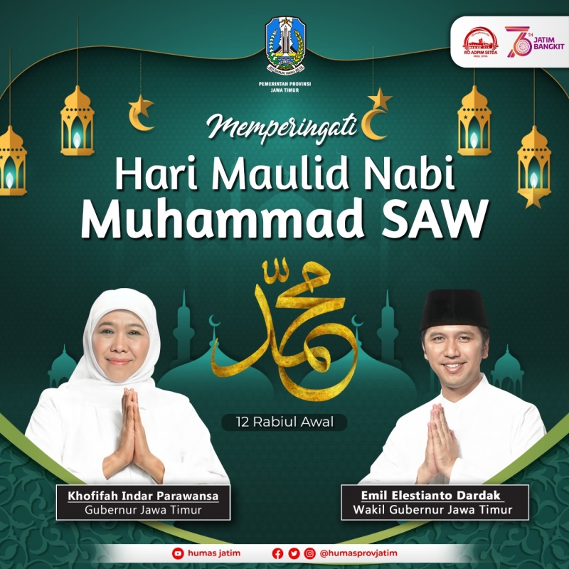 Peringatan Maulid Nabi Muhammad SAW, Gubernur Khofifah Ajak Umat Islam Teladani Akhlak Rasulullah