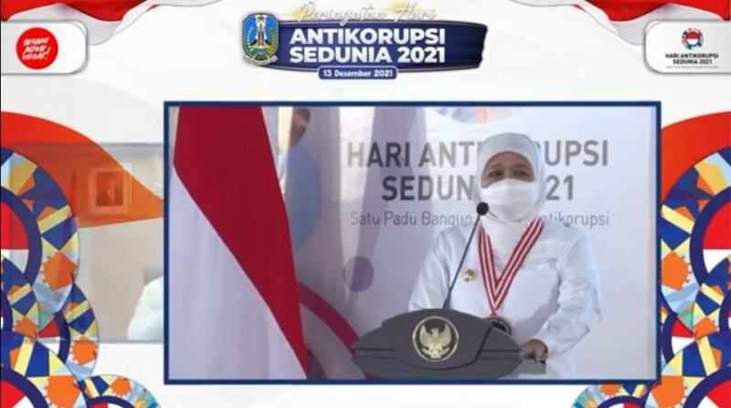 Peringatan Hakordia 2021 di Pesantren, Gubernur Khofifah: Memberikan Penguatan Iman dan Moral