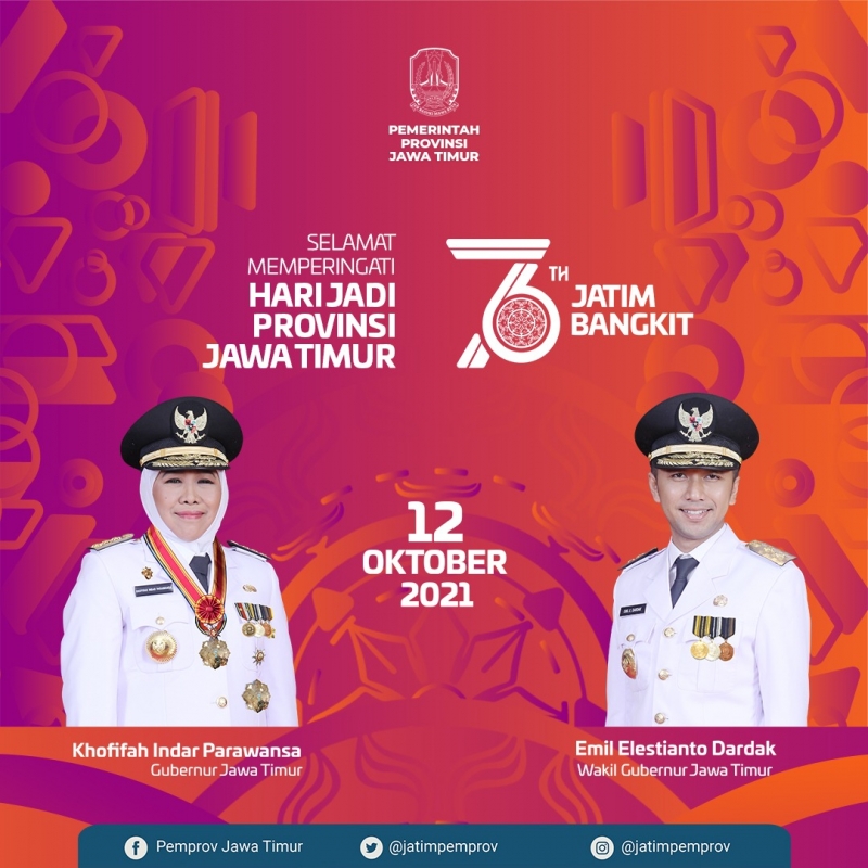 HUT Jatim ke-76, Gubernur Khofifah Serukan Lawan Covid-19 dan Kebangkitan Ekonomi
