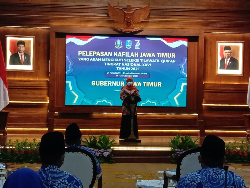 Gubernur Jatim Khofifah Lepas Kafilah Jatim ke STQN XXVI Maluku Utara