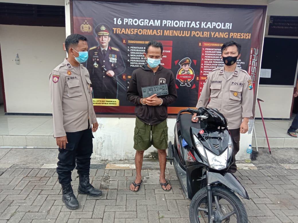 Curi Motor, Dua Warga KBD Petiken Diringkus Polsek Driyorejo Gresik