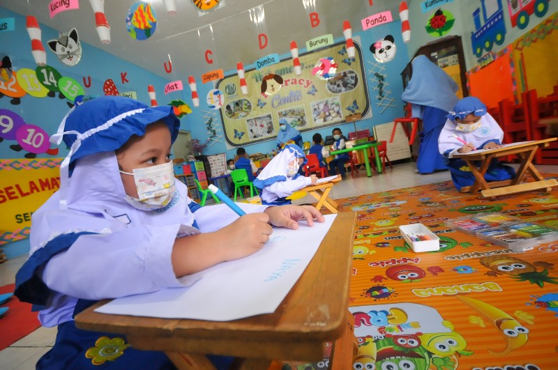 FOTO: Simulasi Sekolah Tatap Muka, TK Al-Falah Hadirkan Siswa