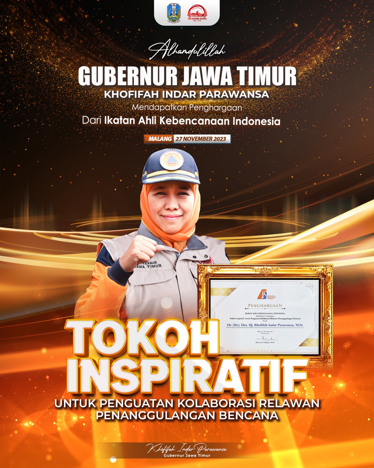 Gubernur Jatim Khofifah Dinobatkan sebagai Tokoh Inspiratif, Ini Pertimbangannya