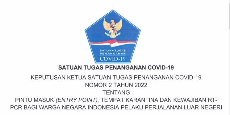 Satgas Covid-19 Terbitkan SK Pintu Masuk dan Tempat Karantina bagi WNI dari Luar Negeri