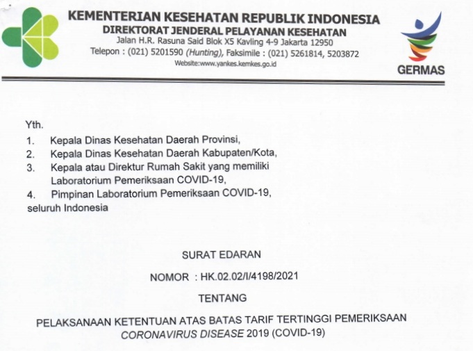 Kemenkes RI Tegaskan Biaya RT-PCR tak Boleh Lampaui Tarif Tertinggi