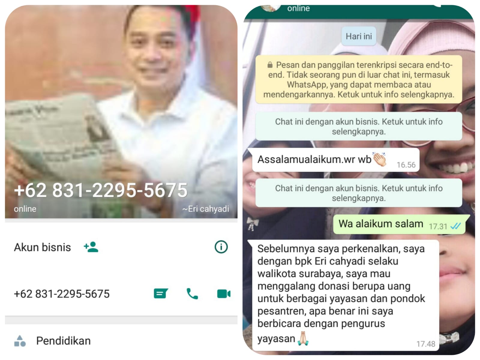 Beredar Pesan Permohonan Sumbangan atas Nama Wali Kota Eri Cahyadi, begini Kata Pemkot Surabaya