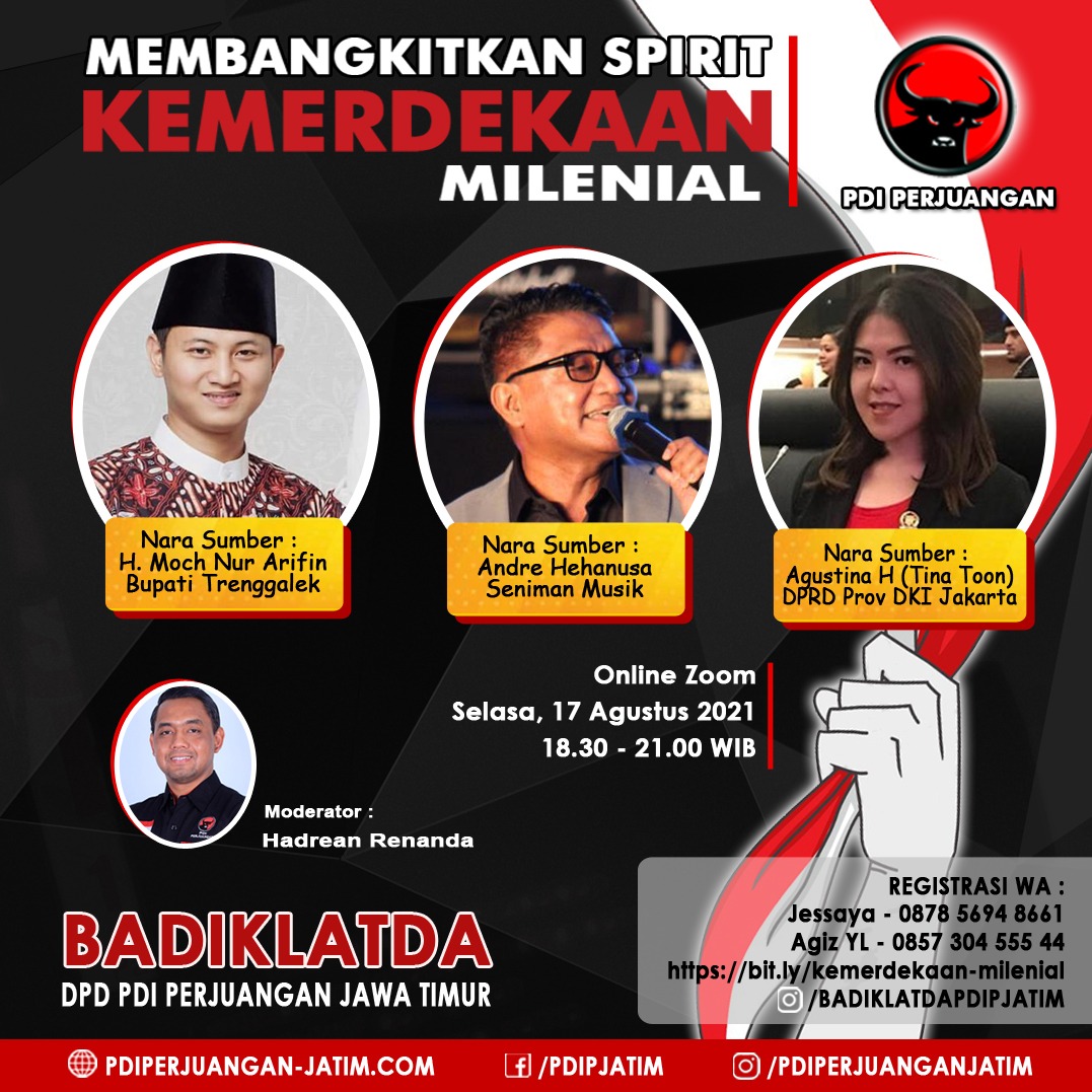 Selenggarakan Webinar, Badiklatda PDI Perjuangan Jawa Timur Gelorakan Spirit Kemerdekaan kepada Milenial