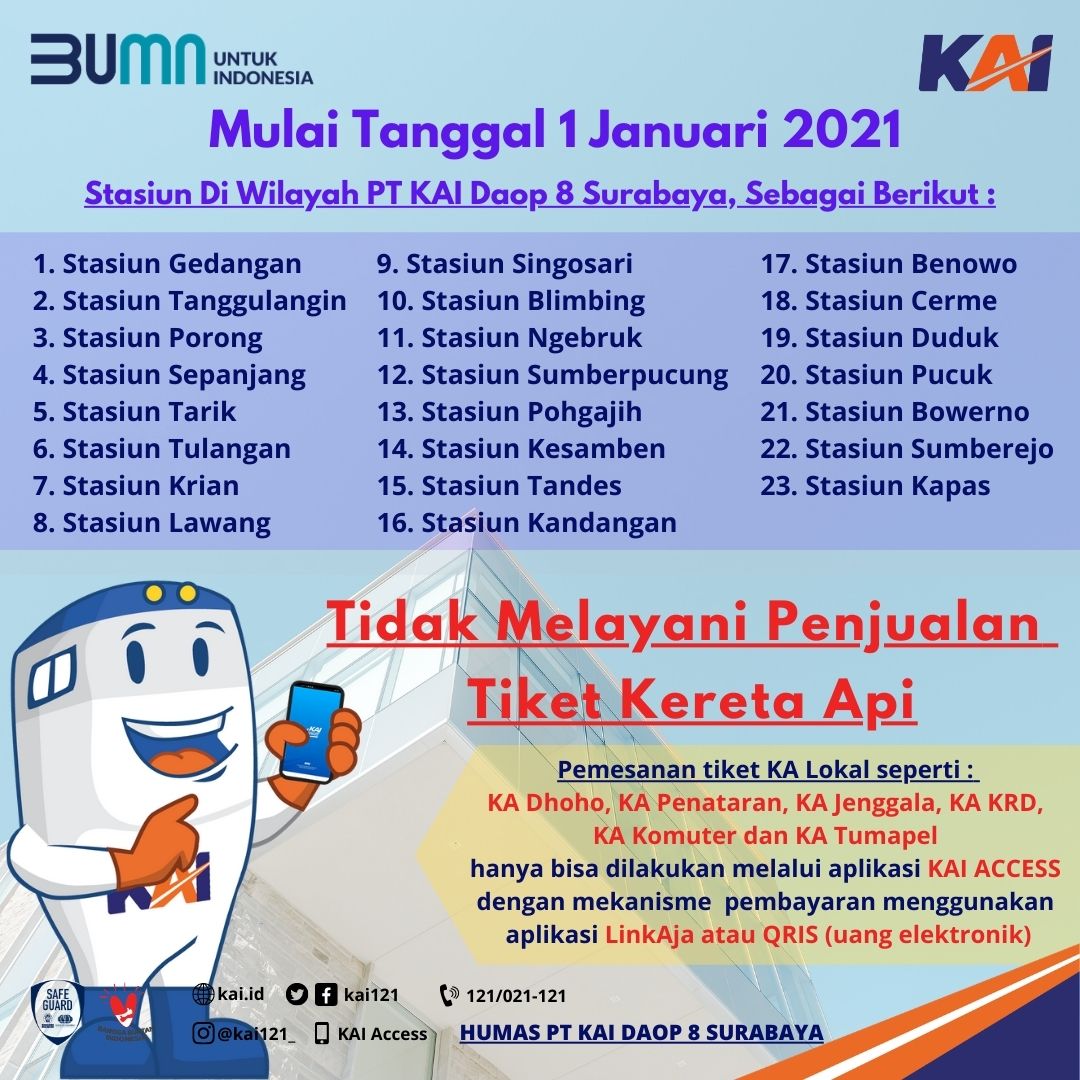 Berlaku Besok, PT KAI Tidak Layani Penjualan Tiket di Loket