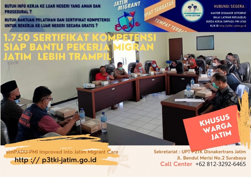 Dorong Jatim Bangkit, Disnakertrans Bantu Sertifikasi Kompetensi Calon Pekerja Migran