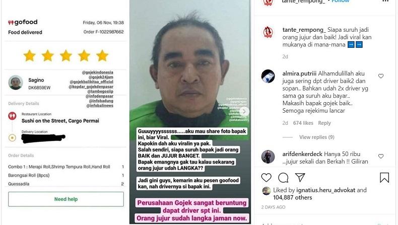 Driver Gojek Jujur Jadi Pembicaraan Netizen, Gegara Uang 50 Ribu